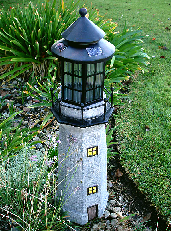 Garden Sun Light C5116 Large Lighthouse Fiberglass Solar Light - GRAY Garden Sun Light C5116 Large Lighthouse Fiberglass Solar Light - GRAY