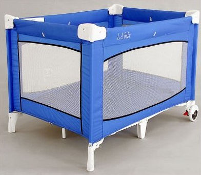 L A BABY 87-LF L. A.baby large commercial grade playyard with wheels- Blue