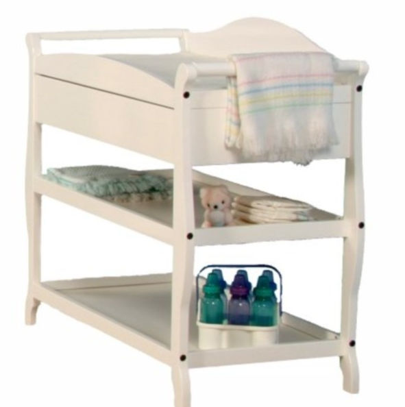 L A Baby 1305w Sleigh Changer With Drawer White- White