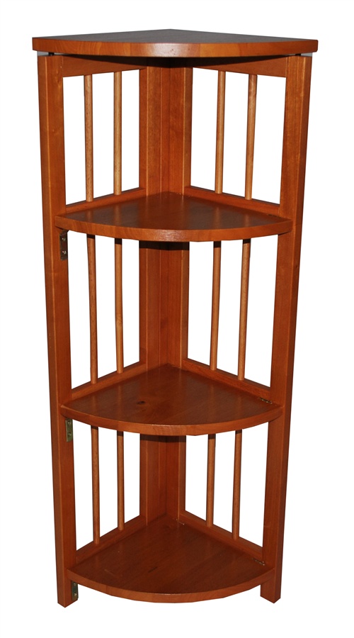 Ltd 315-15 4-tier Corner Folding Bookcase Honey Oak