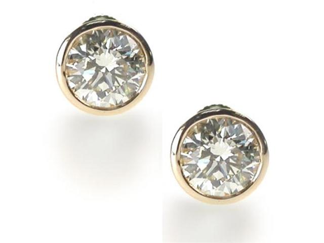 CZ EAR5006GP Clear 6CT TW C.Z. Bezel Set .925 Sterling Silver Vermeil Plated Earring Studs