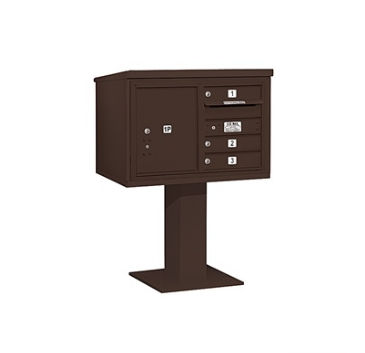 Salsbury Industries 3405D03BRZ 4C Pedestal Mailbox  Double Column  3 MB1 Doors1 PL5  Bronze