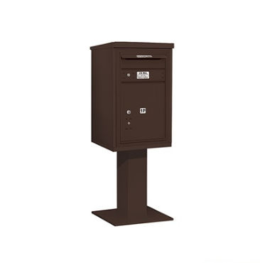 Salsbury Industries 3407S1PBRZ 4C Pedestal Mailbox  Single Column  1 PL5 with Outgoing Mail Compartment  Bronze