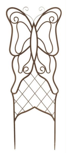 DCBK 21480 60 in. Brown FrenchCountry Curling Butterfly and Diamond Grate Iron Garden Trellis
