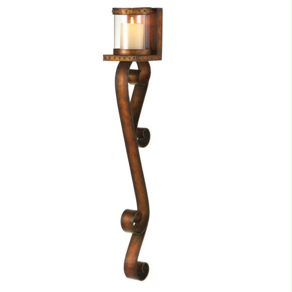 DCBK 246634 36 in. Dark Bronze Finish Studded Wall Pillar Candle Holder