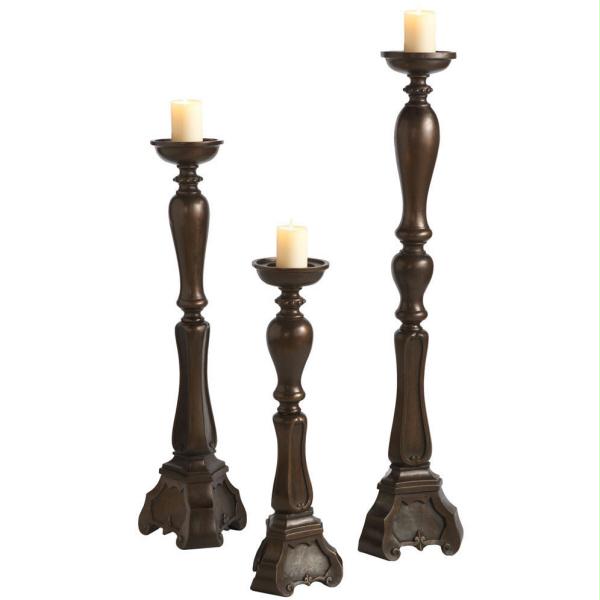DCBK 252598 Set of 3 Giant Elegant Chocolate Brown Floor Pillar Candle Holders 4