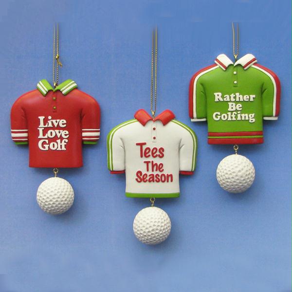 DKSA A1029 Club Pack of 12 Inscribed Golf Shirt and Ball Christmas Ornaments