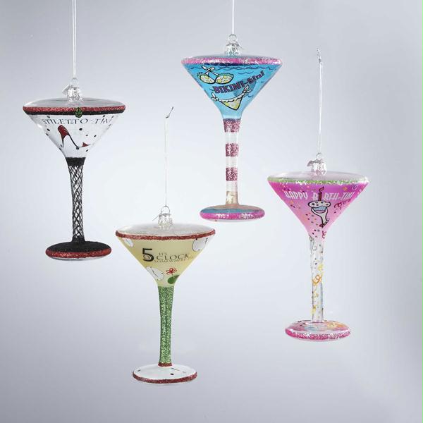 DKSA C4113 Pack of 12 Happy Hour Mouth Blown Glass Martini Cocktail Christmas Or