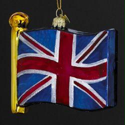 DKSA C4524 Pack of 4 Noble Gems Mouth Blown Glass United Kingdom Flag Christmas 