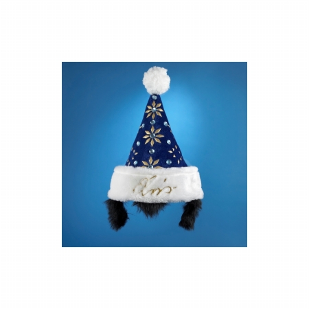 DKSA EP7111 Club Pack of 12 Blue Elvis Presley Christmas Santa Claus Hats with Sideburns 16 in.