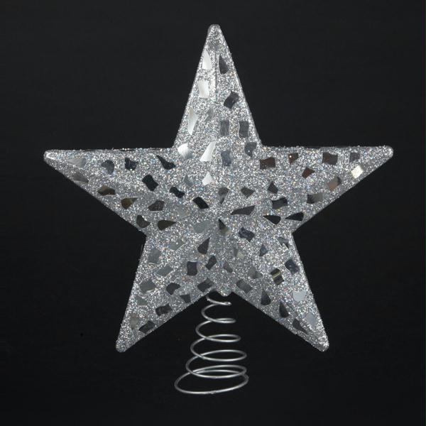 DKSA H3314 Pack of 6 Silver Glitter Star Christmas Tree Toppers 10.5 in.