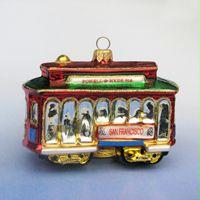 DKSA H7076 Pack of 6 Noble Gems Blown Glass San Francisco Cable Car Christmas Or
