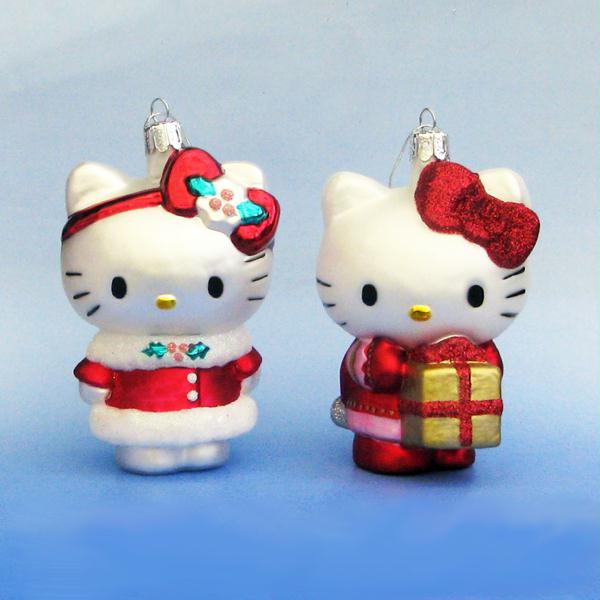 DKSA HK4114 Club Pack of 6 Hello Kitty Hand Blown Glass Christmas Ornaments 4.5 