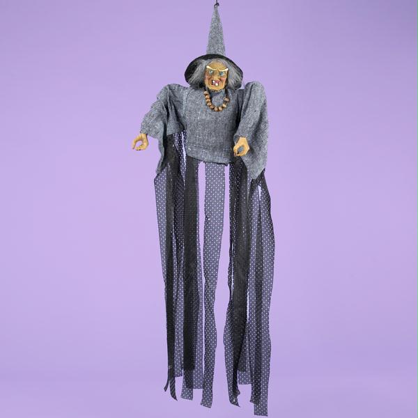DKSA HW1170 31.5 Halloween Hanging Animated Witch with Spooky Sound and Lights
