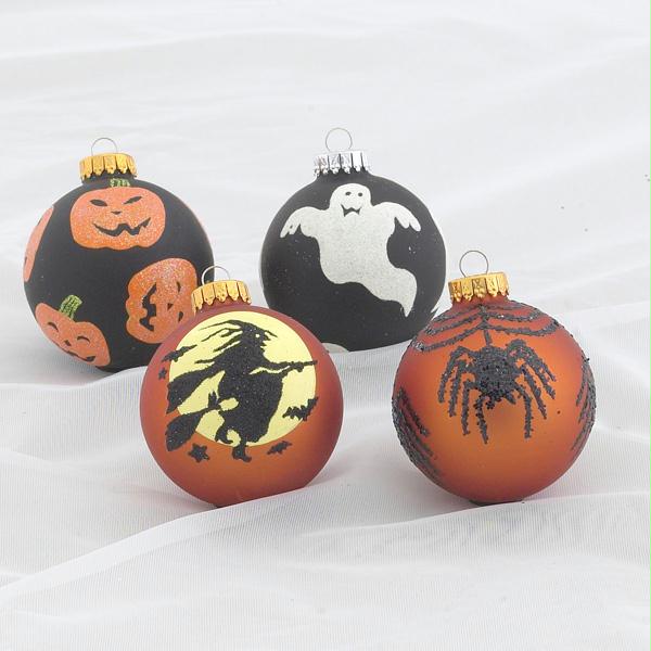 DKSA HW1293 Club Pack of 24 Orange and Black Halloween Glass Ball Ornaments 2.5 
