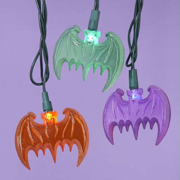 DKSA HW1313 Set of 10 EyeCatching Orange#44; Purple  Green Bat Novelty Halloween