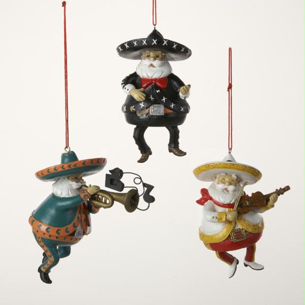 DKSA J1225 Club Pack of 12 Mexican Mariachi Band Santa Claus Christmas Ornaments 4.75 in.