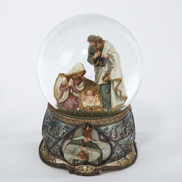 DKSA J9797 4.75 in. Musical Religious Nativity Holy Family Christmas Water Globe