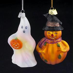DKSA NB0175 Pack of 8 Pumpkin Man  Ghost Hand Blown Glass Halloween Ornaments 4.