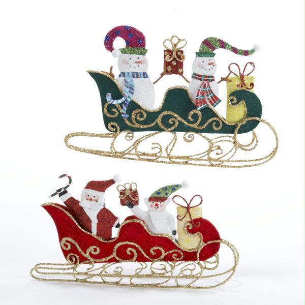 DKSA S0208 Pack of 6 Snowman and Santa Claus Sleigh Christmas Ornaments 6 in.