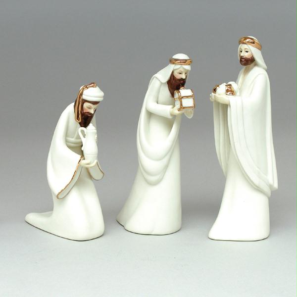 DKSA W2284 Set of 3 Inspirational Porcelain Religious 3 Kings Christmas Nativity