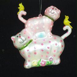 DKSA W5370 Pack of 6 Noble Gems Blown Glass White Polka Dot Kitty Cat Christmas 