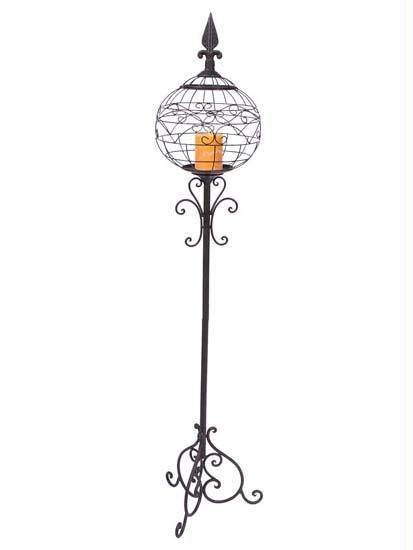 DMEL 30481 Spring Serenity Scrolling Pillar Sphere Candle Holder Lantern with Finial 57 in.