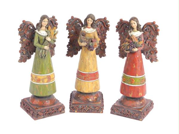 DMEL 32469 Set of 3 Country Rustic Thanksgiving Fall Harvest Angel Figures 12 in