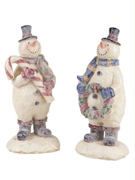 DMEL 36539 Pack of 4 Candy Crush Glittery Christmas Snowman Decorative Figures 1