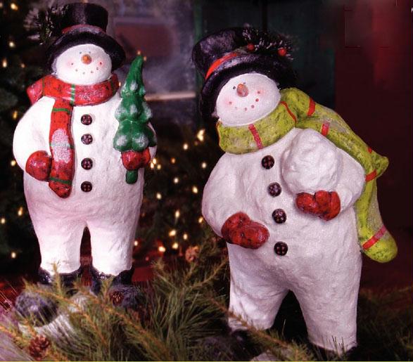DMEL 40586 Set of 2 Christmas Whimsy Standing Snowman Figures with Boots 19 in.