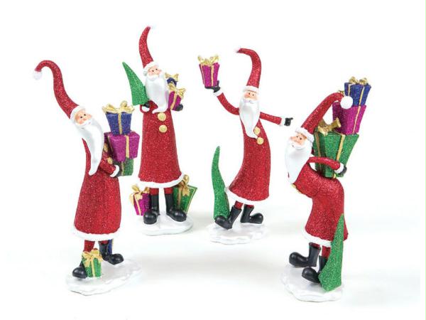 DMEL 40602 Pack of 4 Christmas Whimsy Standing Santa Table Top Decorative Figure