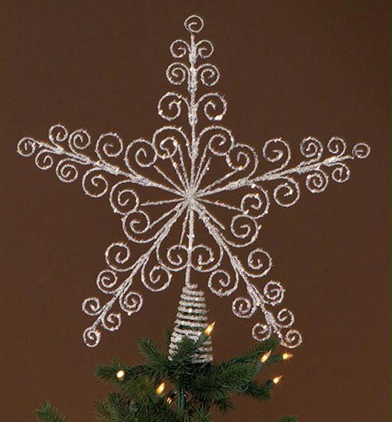 DMEL 41145 Pack of 4 Richest Winter Glitter Swirling Star Metal Christmas Tree T