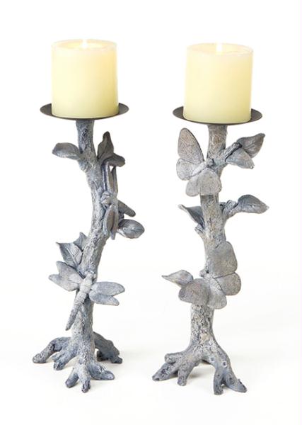 DMEL 42193 Pack of 4 Garden Getaway Butterfly and Dragonfly Pillar Candle Holder