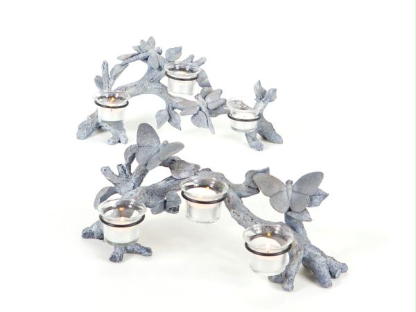 DMEL 42194 Set of 2 Garden Getaway Butterfly and Dragonfly Votive Candle Holders