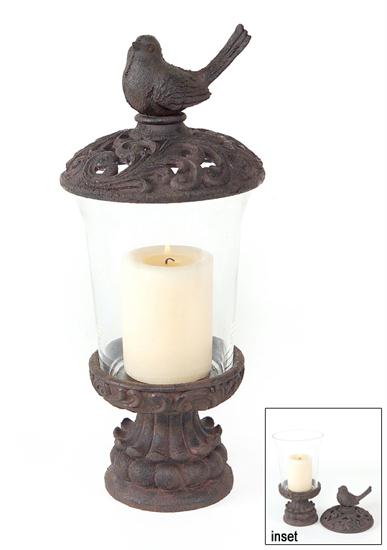 DMEL 42204 Pack of 2 Spring Serenity Glass Pillar Candle Holders with Rustic Bir