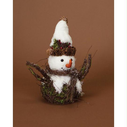 DMEL 44078 Pack of 2 Modern Lodge Iced Snowman Figures with Moss#44; Berries and