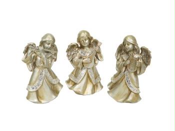 DMEL 44718 Set of 3 Winters Blush ChampagneTable Top Angel Figures 10.5 in.