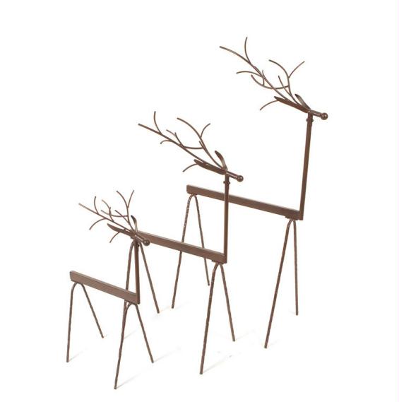 DMEL 44807 Set of 3 Modern Lodge Rustic Brown Reindeer Christmas Stick Figures S