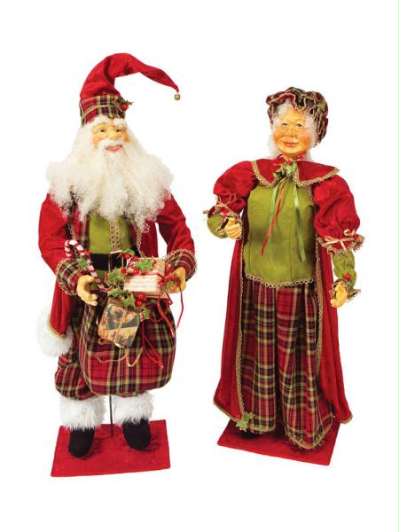 DMEL 44991 Rustic Lodge Mr.  Mrs. Santa Claus Standing Christmas Figures 36 in.