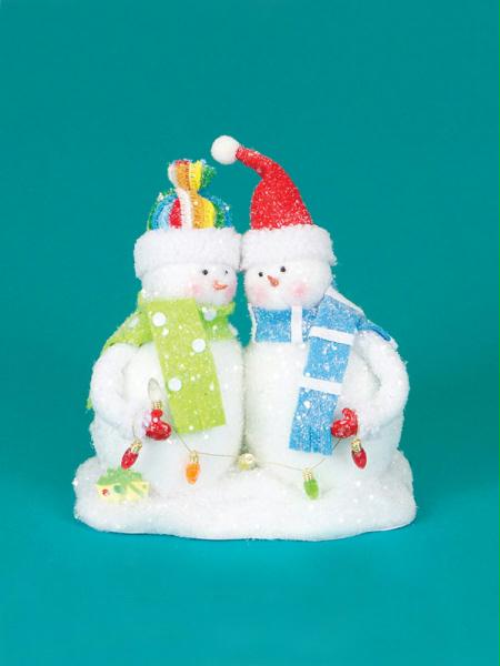 DMEL 45177 Pack of 3 Christmas Whimsy Snowman Couple with Light Strand Holiday F