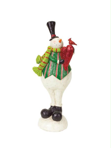 DMEL 45211 Pack of 2 Whimsical Snowman with Cardinal Christmas Table Top Figures