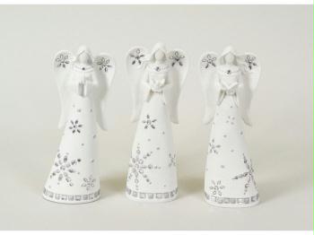 DMEL 45387 Set of 3 Snow Drift White Embellished Angel Table Top Christmas Figur