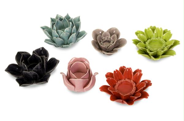 IMAX 641096 Set of 6 Fanciful Colorful Flower Shaped Tea Light Candle Holders