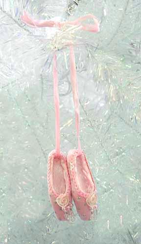 KSA C0361P Pink Rose Sequin Ballet Dance Slipper Shoes Christmas Ornament