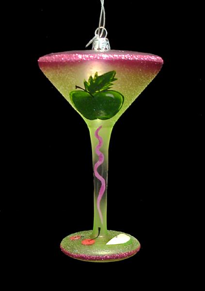 KSA C4104 APPLE Happy Hour Blown Glass Happiness is an Apple Martini Cocktail Ch