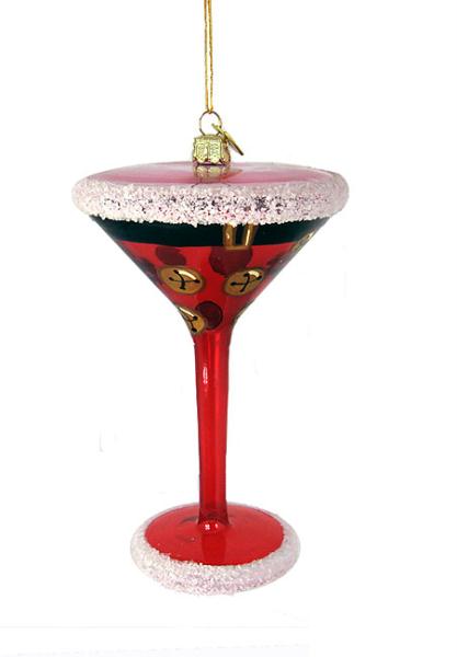 KSA C4105 BELLS Happy Hour Mouth Blown Glass Santa Claus Martini Christmas Ornam