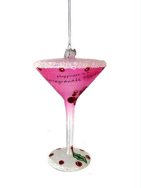 KSA C4105 HOLLY Happy Hour Mouth Blown Glass Pomegranate Martini Christmas Ornam
