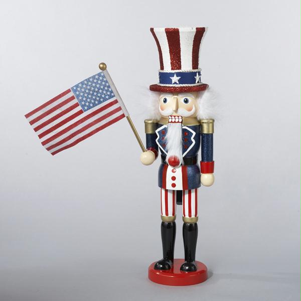 KSA C6059 15 in. Sparkling Hollywood Wooden Uncle Sam Christmas Nutcracker