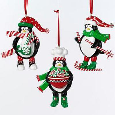 KSA H4925 Cookies Festive Penguin Holding A Bowl Of Peppermint Candies Christmas