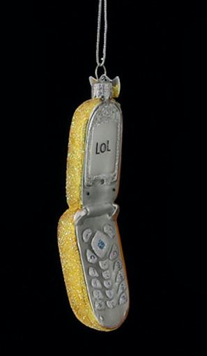 KSA NB0234 YELLOW Tween Christmas LOL Yellow Glitter Cell Phone Hand Blown Glass